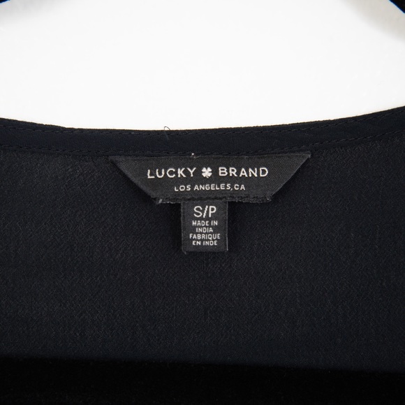 Lucky Brand Black with Cream Floral Embroidery Button Down Blouse - Picture 3 of 7